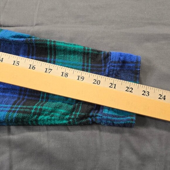 American Eagle Flannel Shirt Women's Size Large Plaid Button Up Green Blue Black - Picture 7 of 9